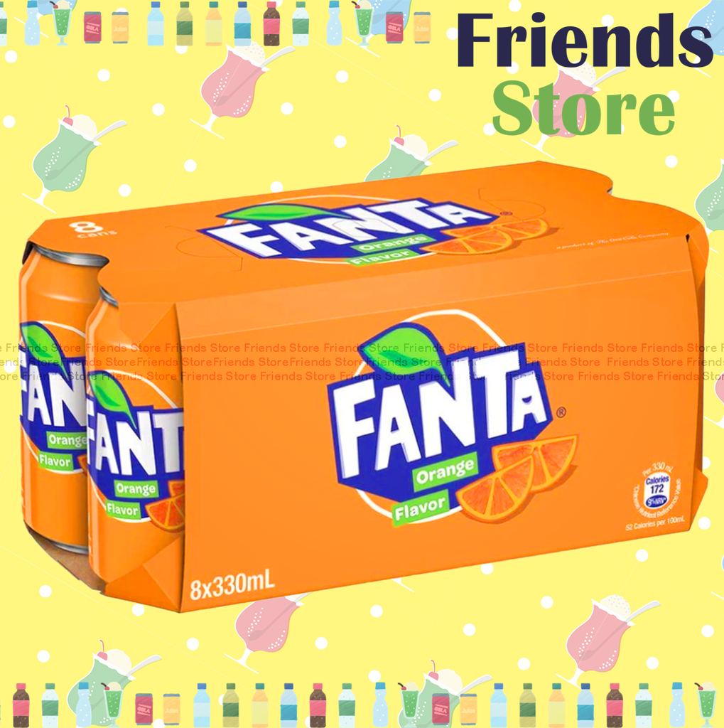 Fanta - Orange Flavoured Soda  (330ml X 8) New/Old packing randomly distributed