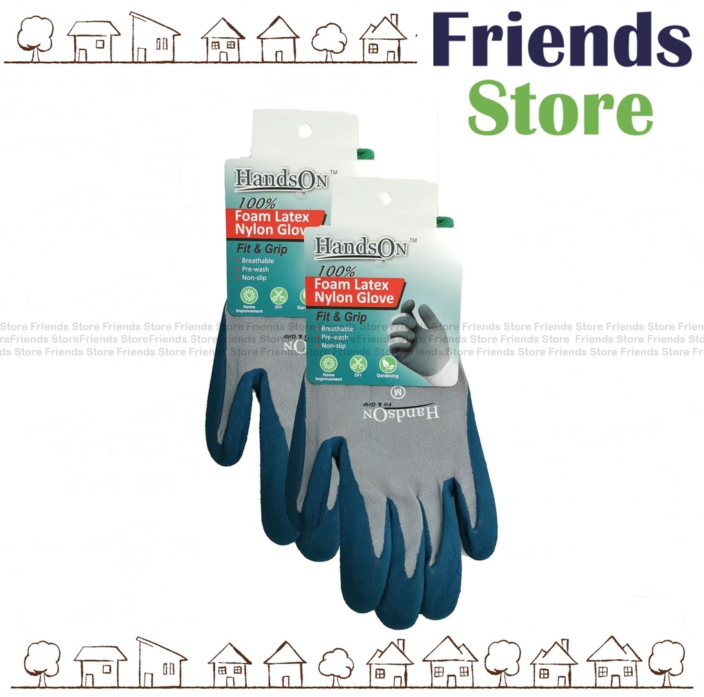[GFGM] HandsON - 100% Foam Latex Nylon Glove 309812 (Grey / size M) X 2