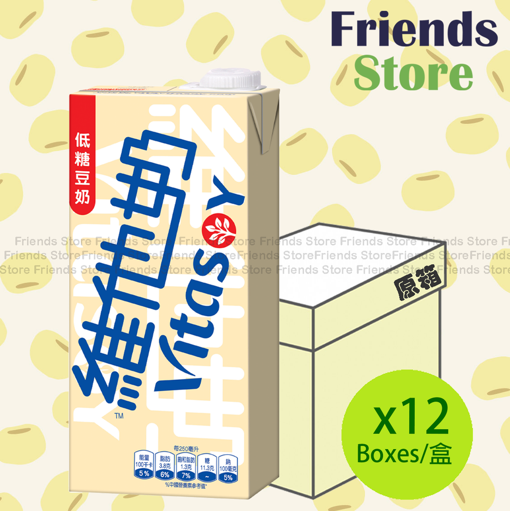 維他奶 - [原箱]  [家庭裝] 低糖豆奶 (1000毫升 X 12)  