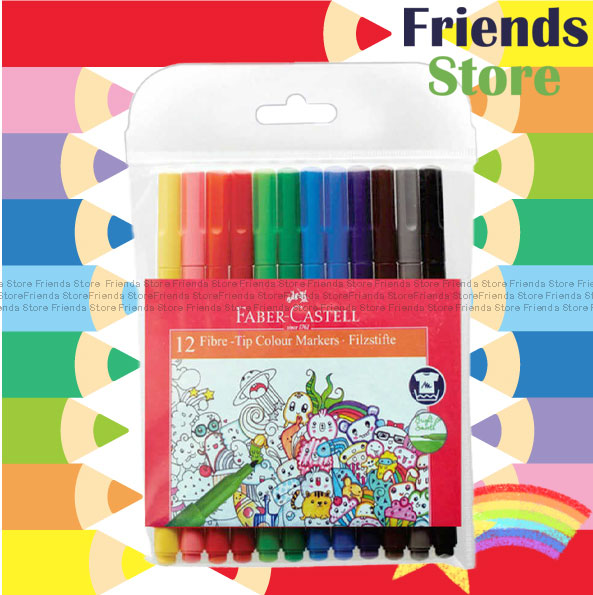 [12758D8] FABER CASTELL - 155412 Fibre tip color Markers 12 colors