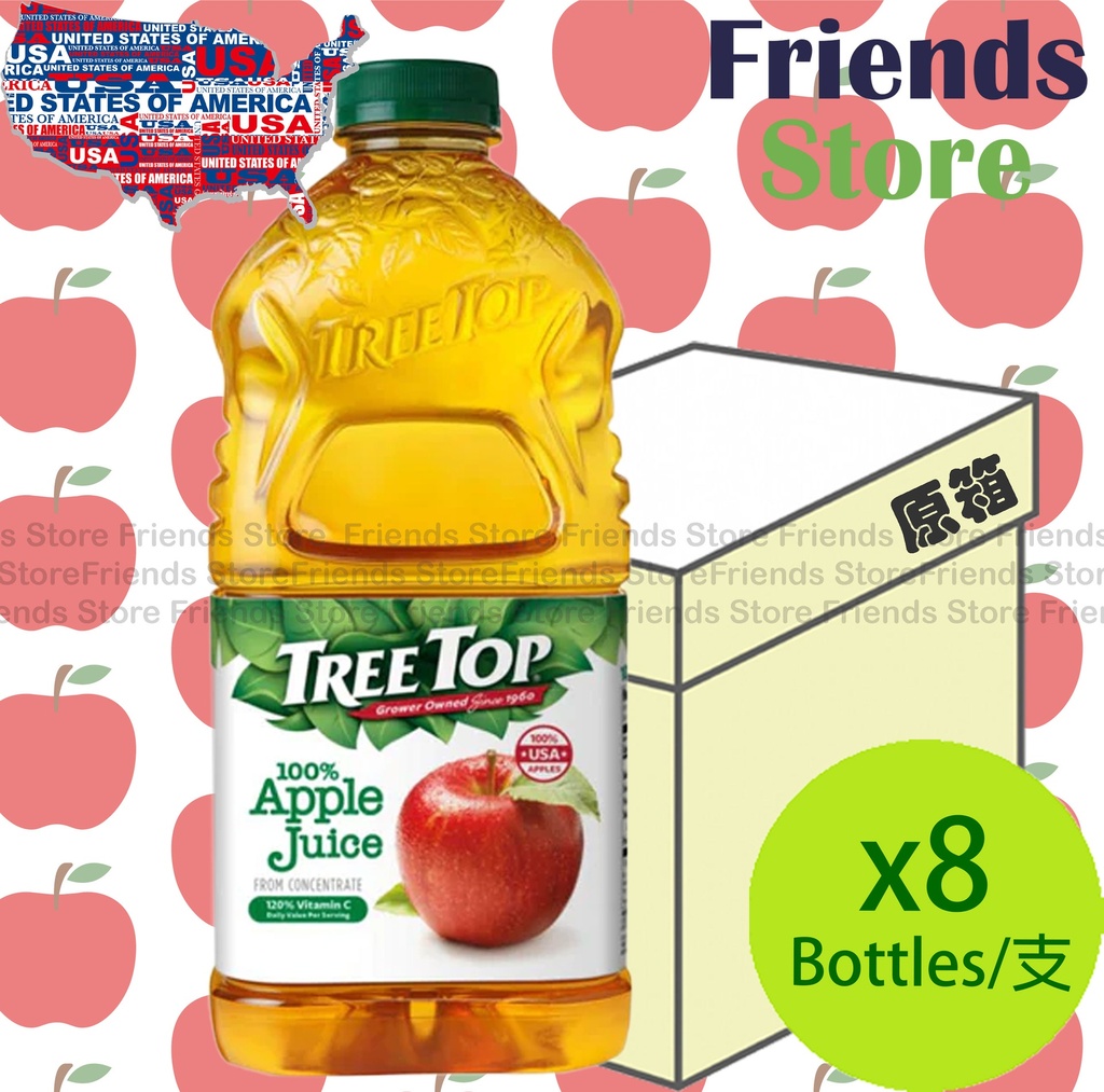 TreeTop - [Full Case] 大支裝 100% Bottled Apple Juice (64oz X 8) "The BBD format of USA Goods is Month-Day-Year. 