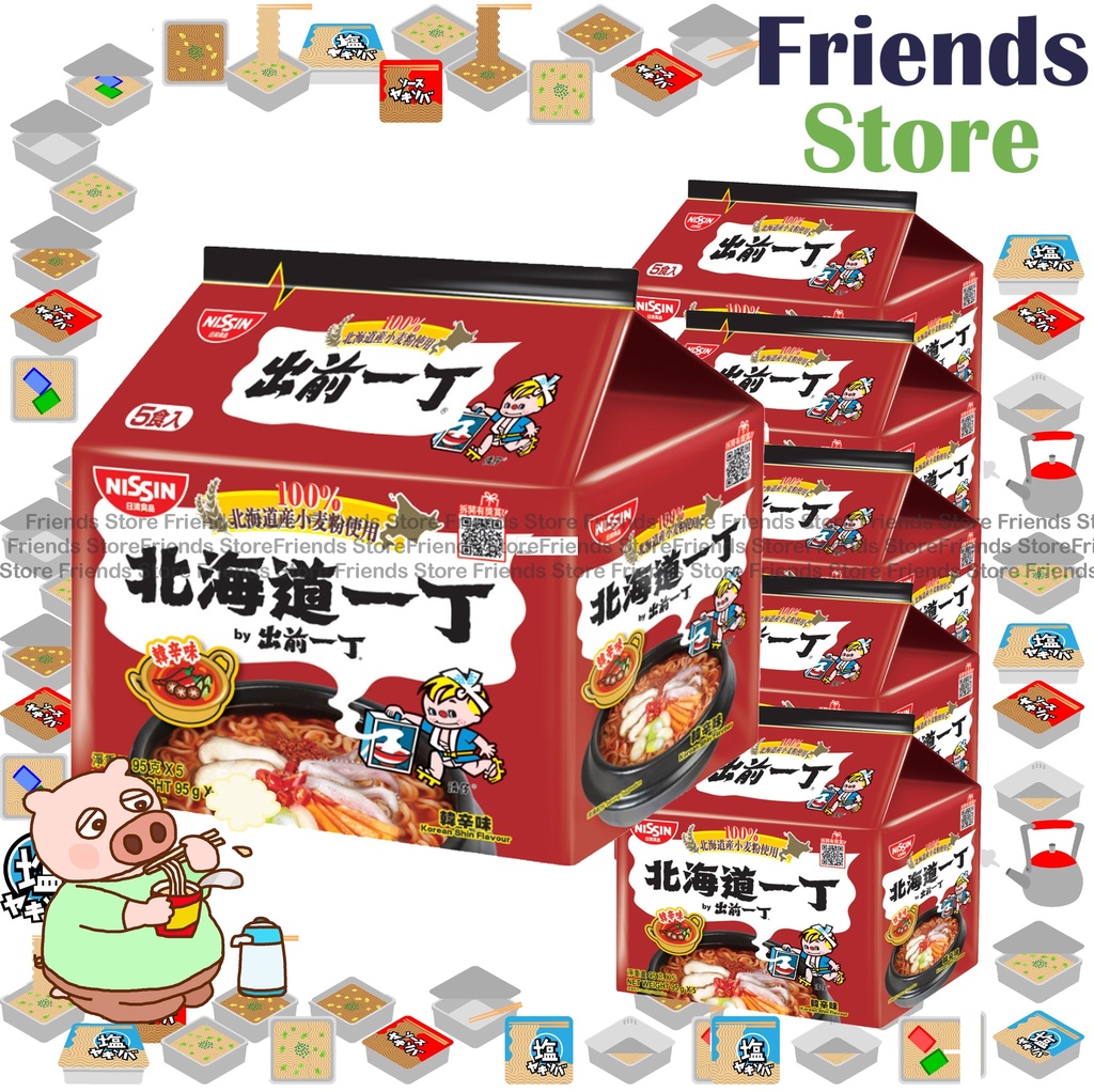 Nissin - [Full Case] Demae Iccho - Hokkaido Wheat Flour Korean Shin Flavour Instant Noodle (5pcs/bag X 6)