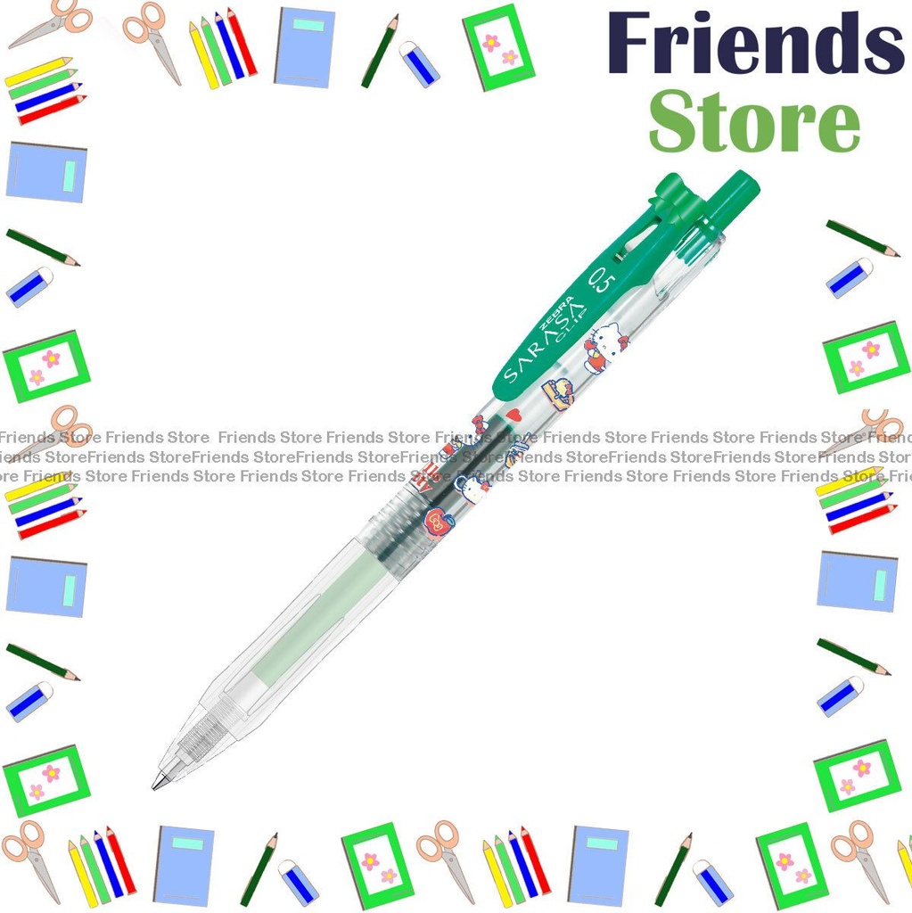 Zebra 斑馬牌 - 日本製 限定版 Sarasa 0.5mm Hello Kitty 按掣啫喱筆 (JJ15-HK-G) 凱蒂貓 綠色 X 1