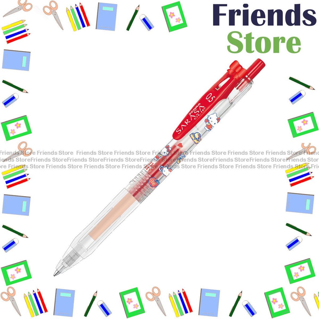 Zebra 斑馬牌 - 日本製 限定版 Sarasa 0.5mm Hello Kitty 按掣啫喱筆 (JJ15-HK-R) 凱蒂貓 紅色 X 1
