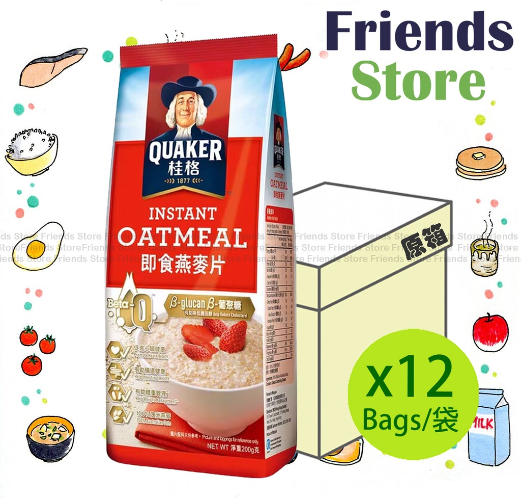 QUAKER - [풀케이스] 인스턴트 오트밀 포일 (紅color) (800g X 12) 增weight裝隨機發放