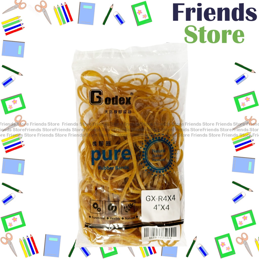 [15008H] Godex - 包裝(粗身)橡筋 黃色橡皮圈 (直徑4吋 X 4mm闊/每包約160克) GX-R4X4