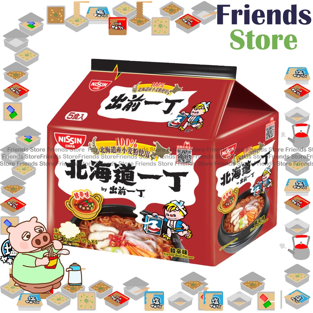 [4MC16D] Nissin - Demae Iccho - แป้งสาลีฮอกไกโด บะหมี่กึ่งสำเร็จรูปรสชินเกาหลี (95g X 5) 韓辛味