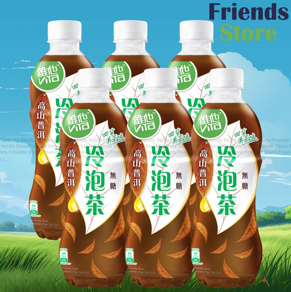 維他 - 樽裝 冷泡無糖茶 (高山普洱茶) (500毫升 X 6) 新舊包裝隨機發放