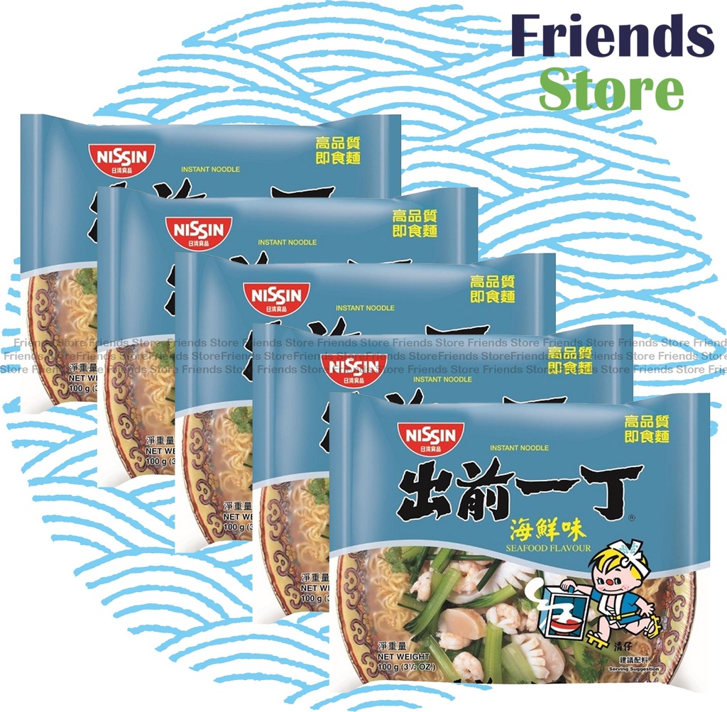 [400115F] นิสชิน - บะหมี่กึ่งสำเร็จรูปเดมาเอ รสอาหารทะเล (100 กรัม x 5 ซอง)