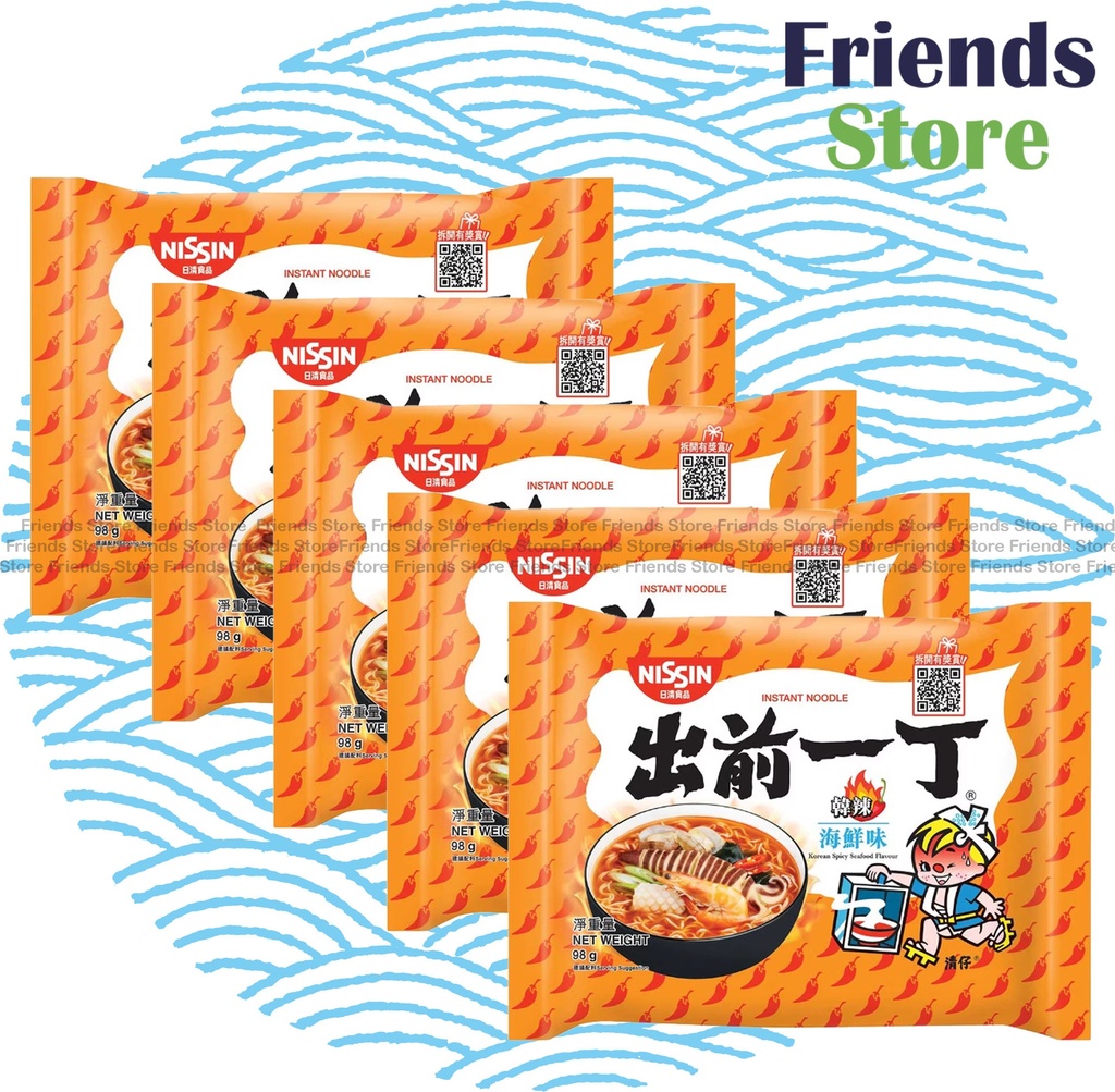 日清食品 - (港版) 出前一丁 全辛滋味系列 韓辣海鮮味即食麵  (98克 X 5) 