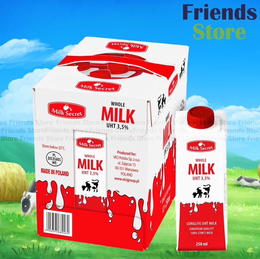 Milk Secret - [原箱] <細盒裝> 超高溫處理 全脂牛奶 3.5% (250毫升 X 12)
