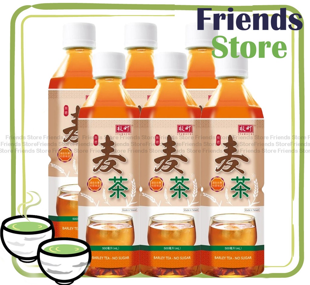 板町 - 支裝 無糖麥茶飲品 (500毫升 X 6)