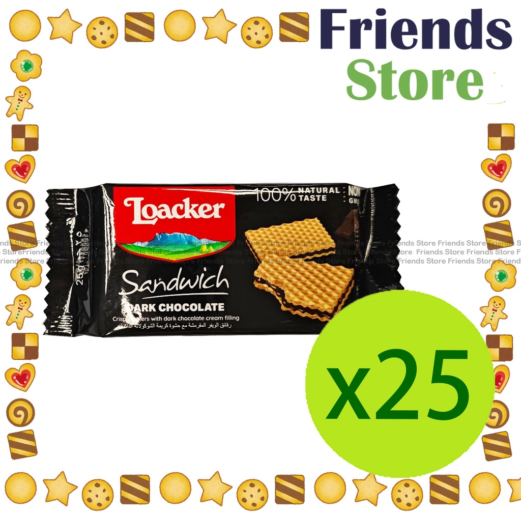Loacker - [Full Case](Family Pack) Sandwich Dark Chocolate (25g x 25)