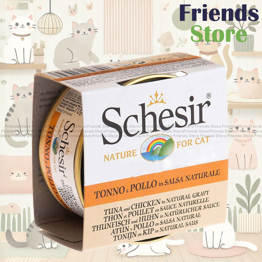 Schesir - 3005 Grain Free Tuna Chicken Gravy Cat Can 70g Growing Healthy Canned Cat Food