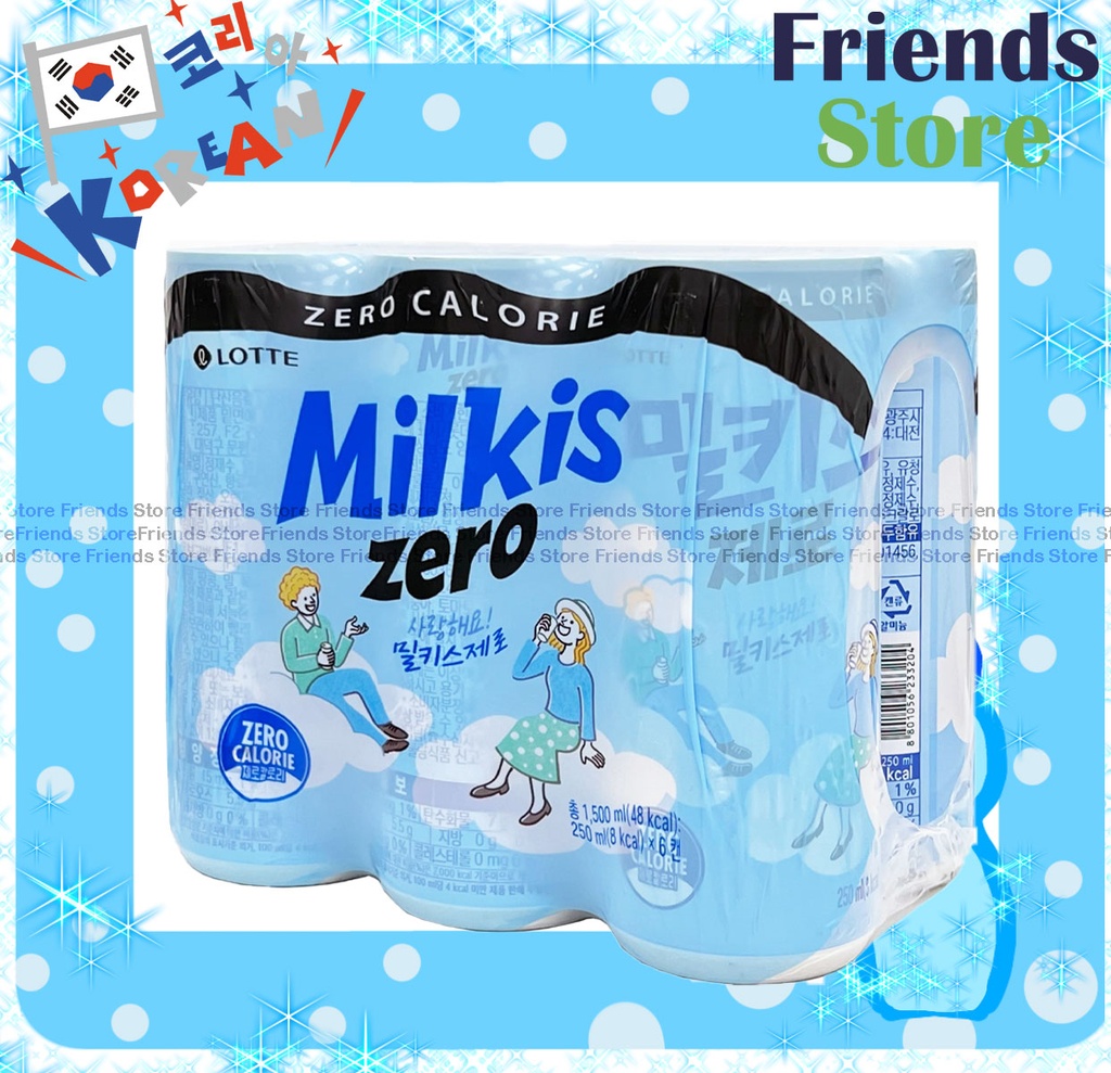 롯데 - 밀키스 ZERO零卡 오리지널 (250ml x 6) <零卡原味> 포장 랜덤배포