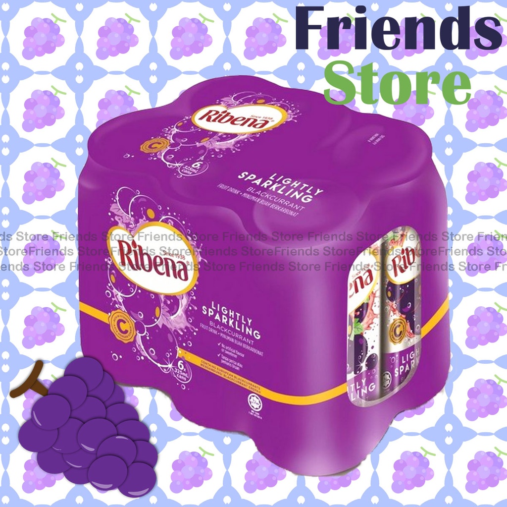 Ribena - (罐裝) Sparkling Blackcurrant Fruit Drink (320ml X 6) BBD: 10 AUG 2025 or after