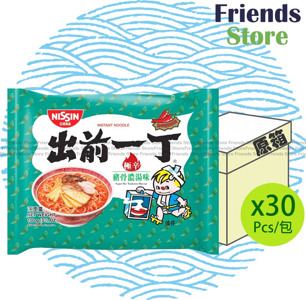 [400115PF] NISSIN - [แบบเต็มกรณี] Demae Iccho ราเมนท้องถิ่นซีรีส์ซุปเปอร์ฮอตทงคตสึ Flv บะหมี่กึ่งสำเร็จรูป (100g X 30)