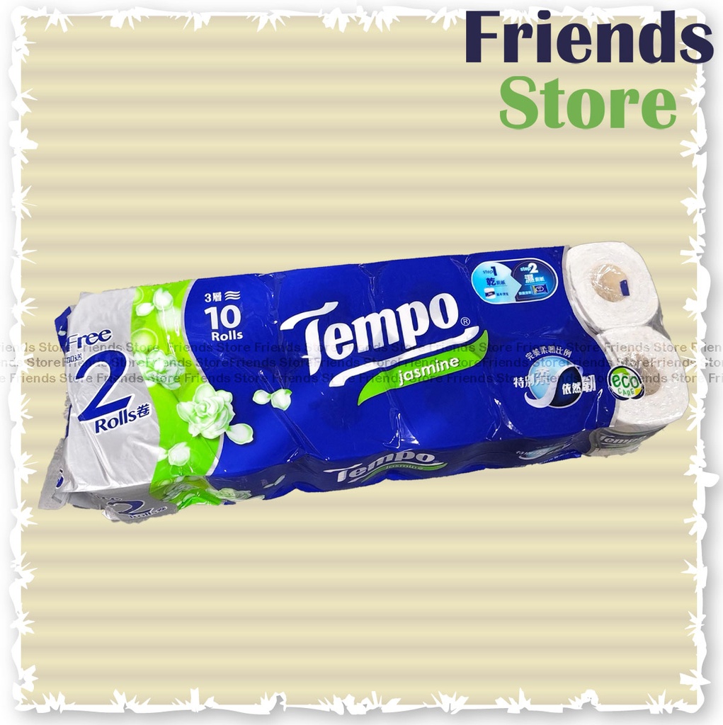 [13031G1C] กระดาษทิชชู Tempo - 3 ชั้น (กลิ่นมะลิ茉莉花味) 12 ม้วน/แพ็ค (บรรจุภัณฑ์จัดวางแบบสุ่ม)