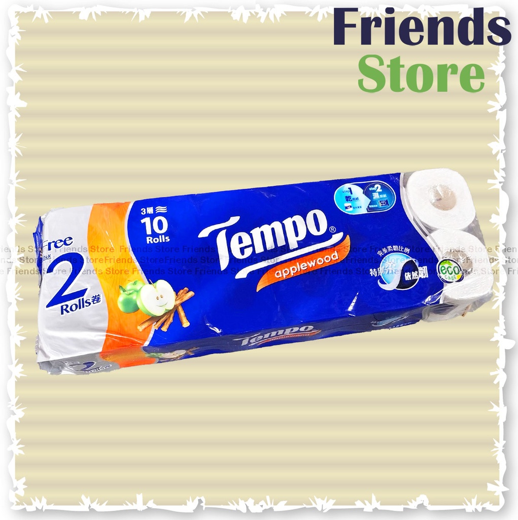 [13031G1D] Tempo - <12卷> 3 Ply Tissue Rolls (Apple Wood 蘋果木味) 12Rolls/Pack   (packing randomly distributed)
