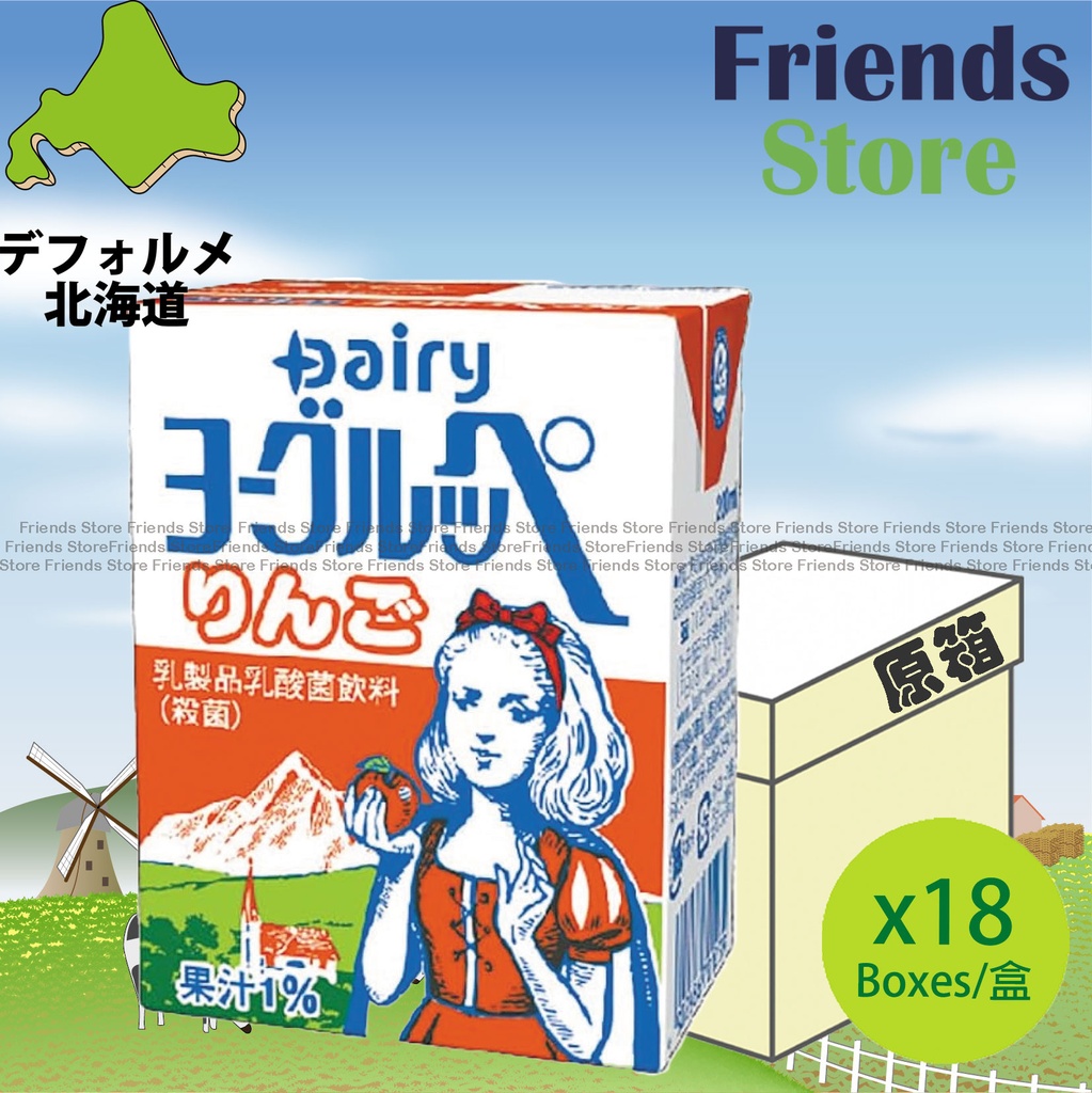 [4A4BF] 北海道乳業 - 【オリジナルボックス】北海道乳業 りんご乳酸菌飲料 (200ml×18本)