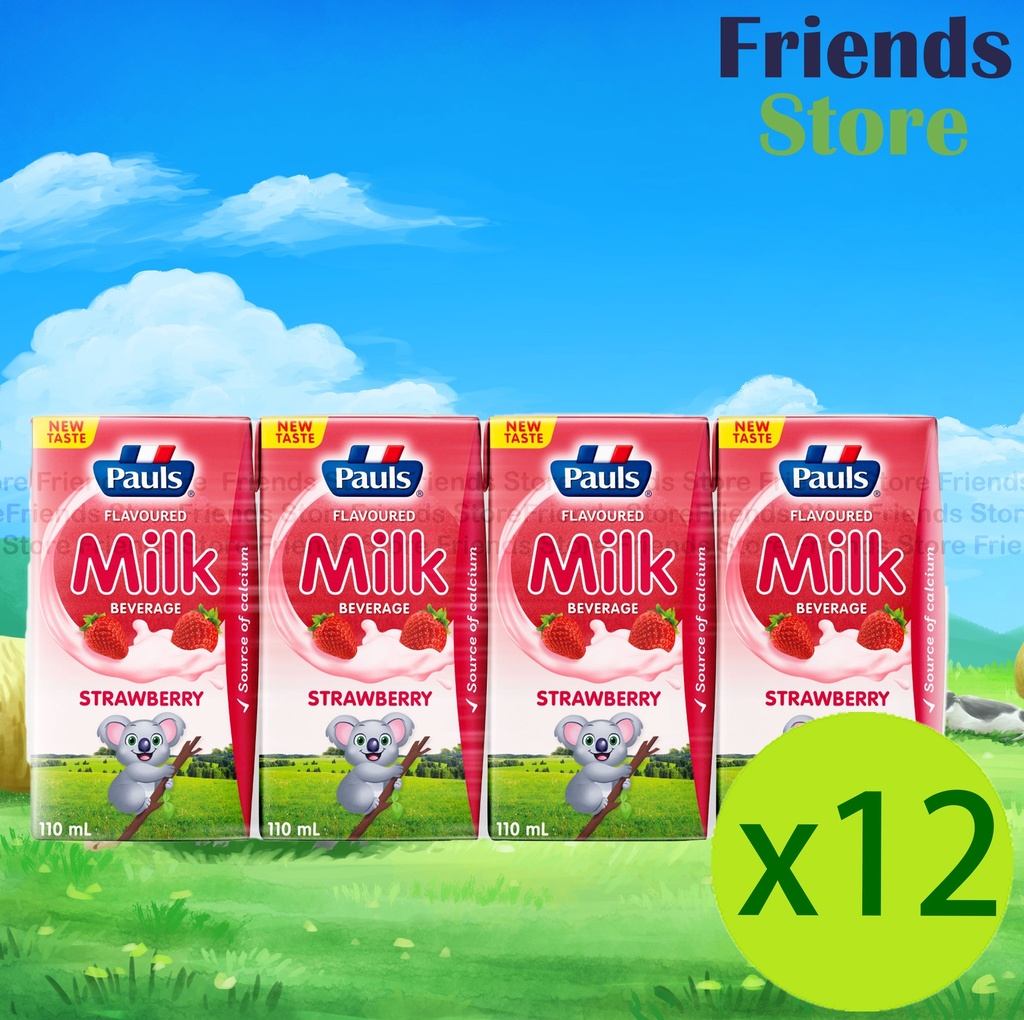 Pauls - [Full Case] <迷你裝> Milk UHT Strawberry (Red) (110ml X 4 X 12)