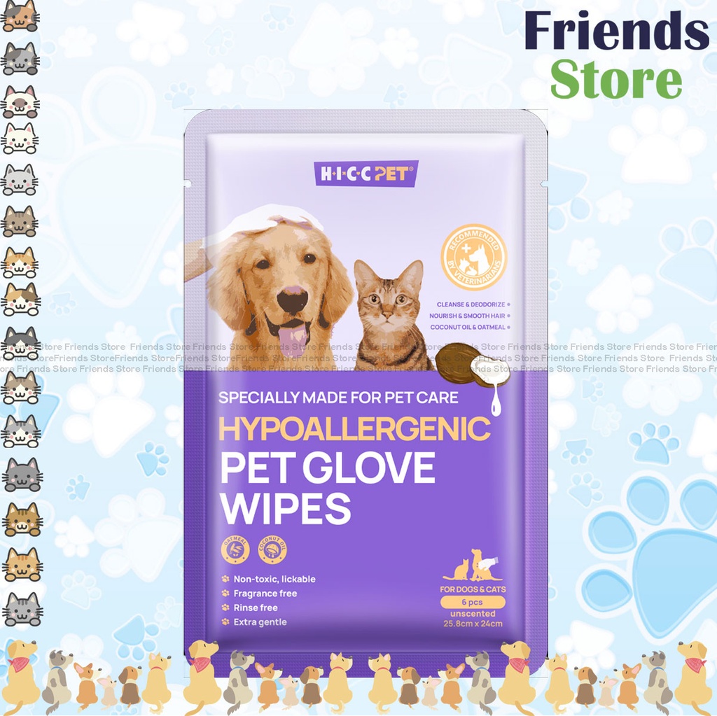 [H913310] HICC PET - Hypoallergenic Pet Glove Wipes  (Coconut Scent) 1pc
