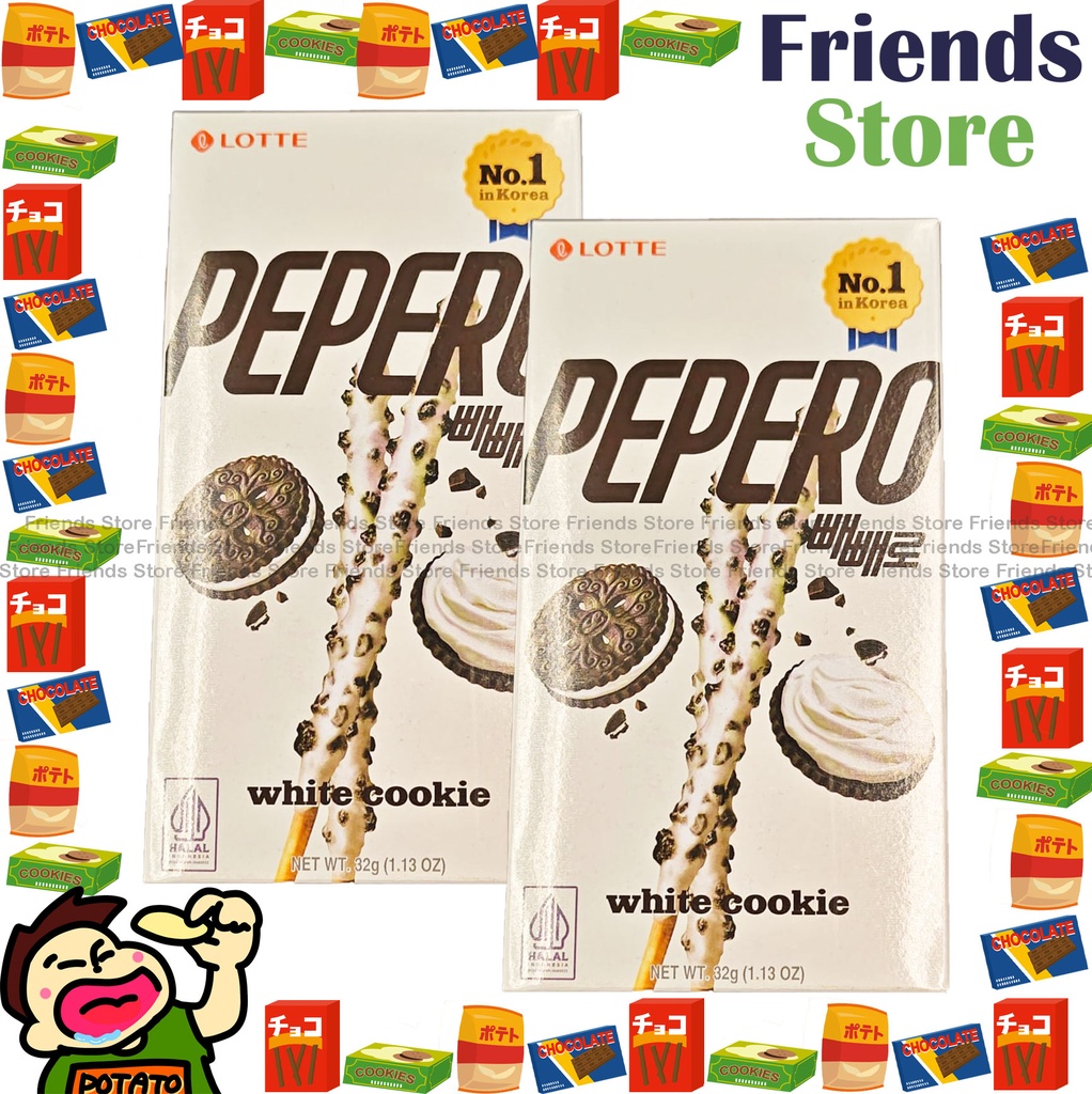 樂天 - 韓國 Pepero 白朱古力口味 餅乾條 (32克 X 2)