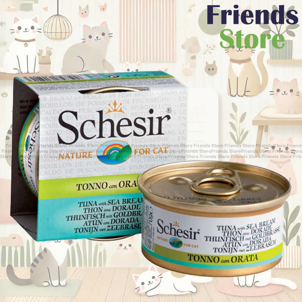 Schesir - 雪詩雅 C521 全天然 吞拿魚 鯛魚魚湯煮罐頭70g 全方位保健 貓罐頭 [新舊包裝隨機發貨]