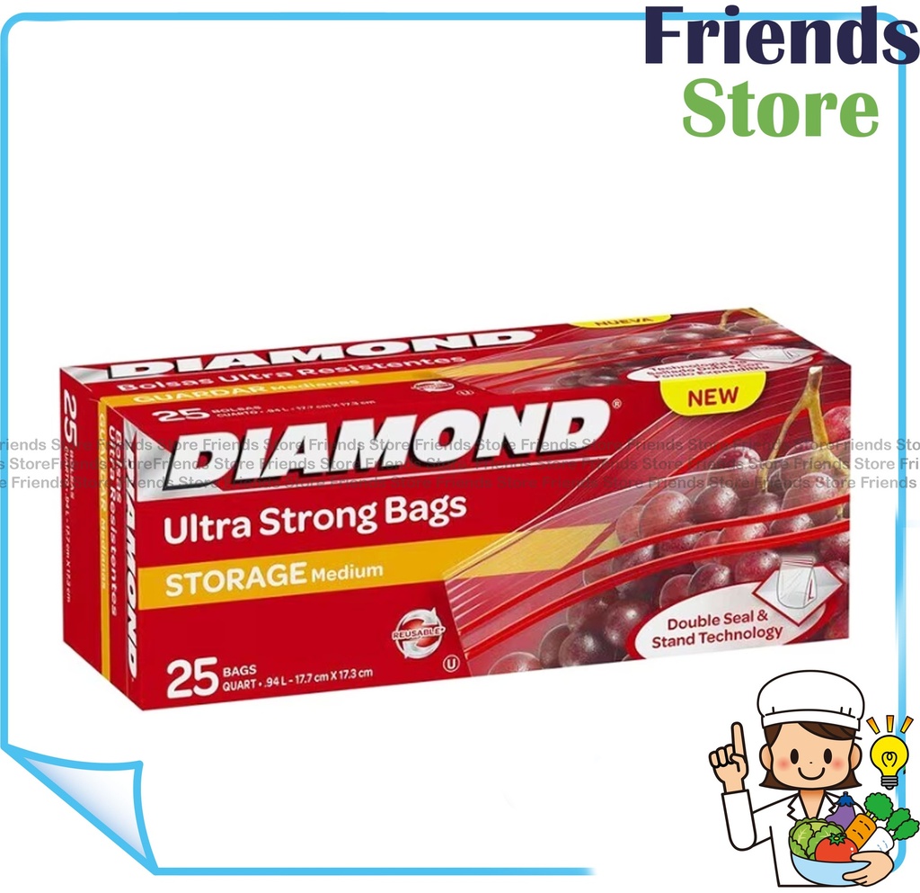[40007730D1] DIAMOND - ถุงเก็บของแข็งแรงพิเศษ ขนาดกลาง 25 ใบ (แถมฟรีอีก 5 ใบ จัดส่งแบบสุ่ม)