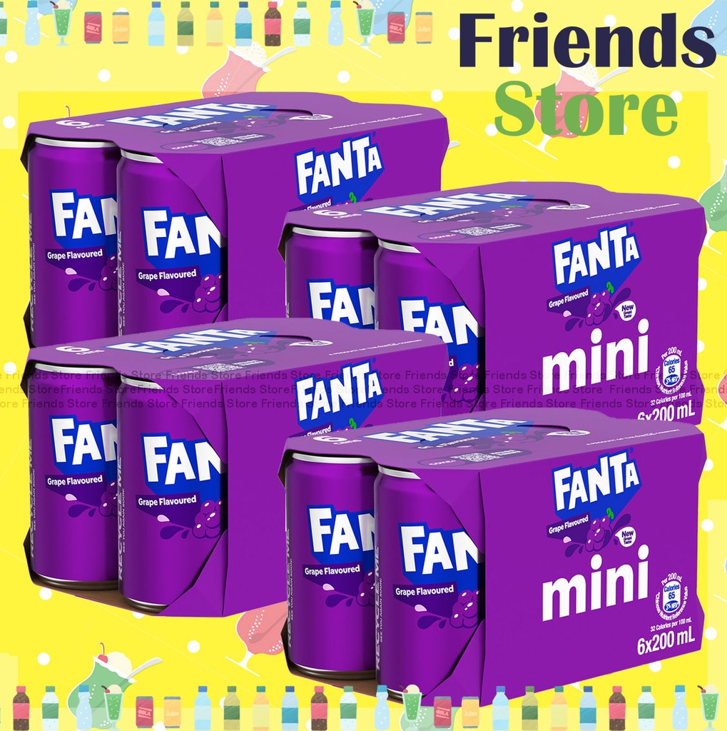 [400173AF] 芬達 - [原箱] 迷你罐裝 提子味汽水 飲品 (200毫升 X 6 X 4) #fanta Grape