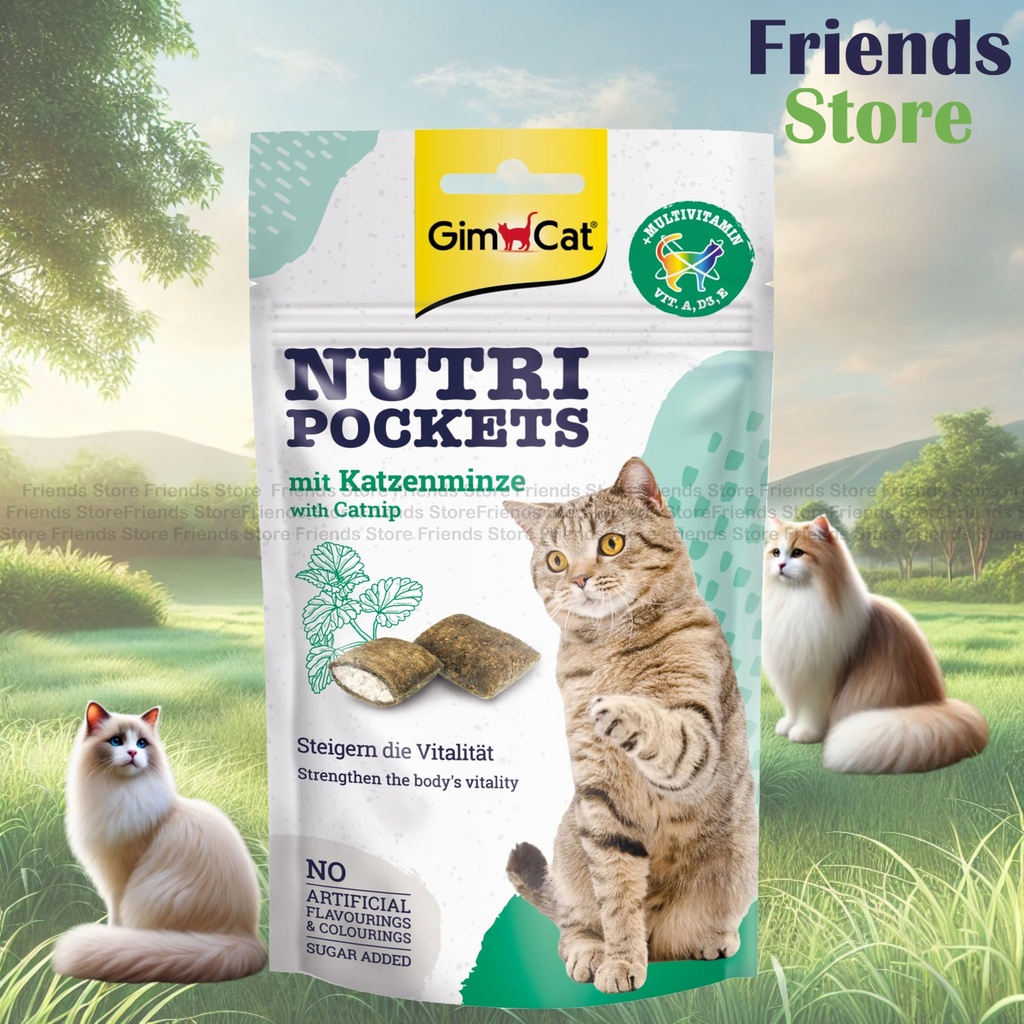 [GM400723] GimCat - NUTRI POCKETS รสมินต์และมัลติวิตามิน 60 กรัม