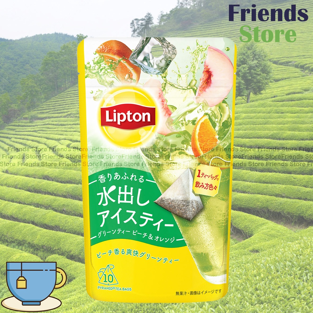 [LT006] ลิปตัน - ชาเขียวสกัดเย็นสไตล์ญี่ปุ่น รสพีชและส้ม (10 ซอง)