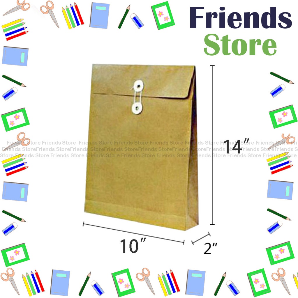 [21018D1] HeFeng 10"X 14" +2  Kraft Paper Bag  (10/pack X 2)