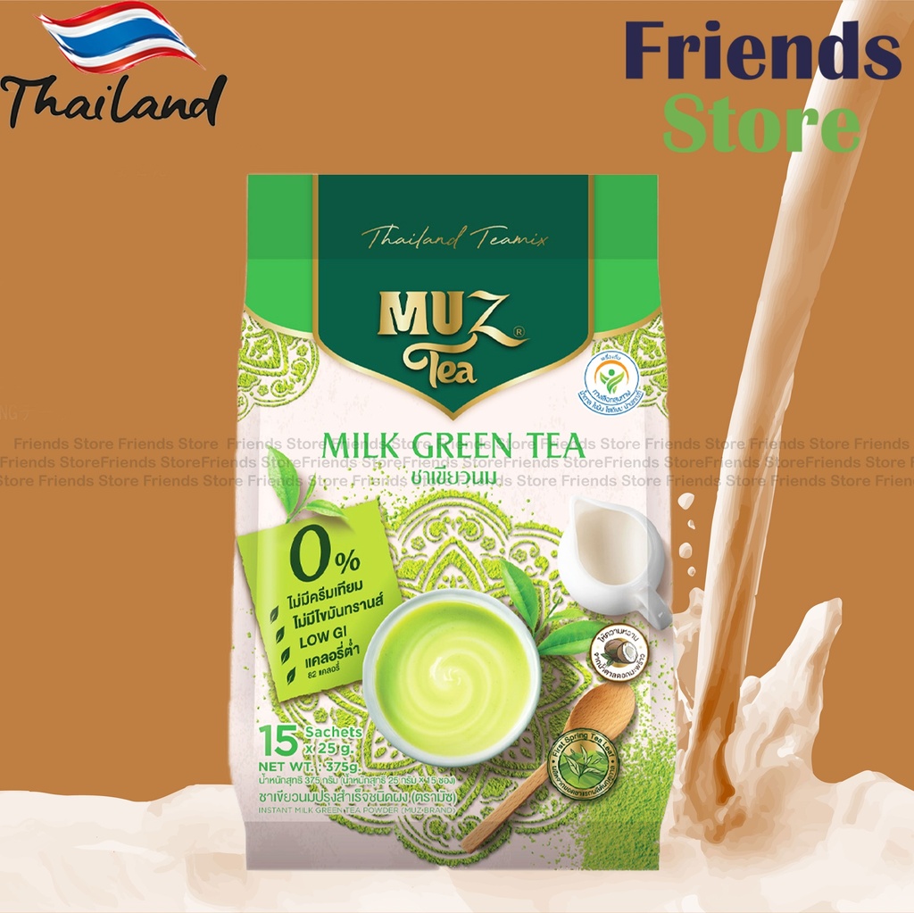 MUZ Tea - [オリジナル] インスタント 3 in 1 ミルクグリーンティー 375g (15パック x 25g)