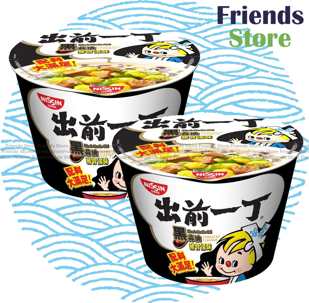 日清 出前一丁 黒にんにく油豚骨スープ味 (105g × 2)