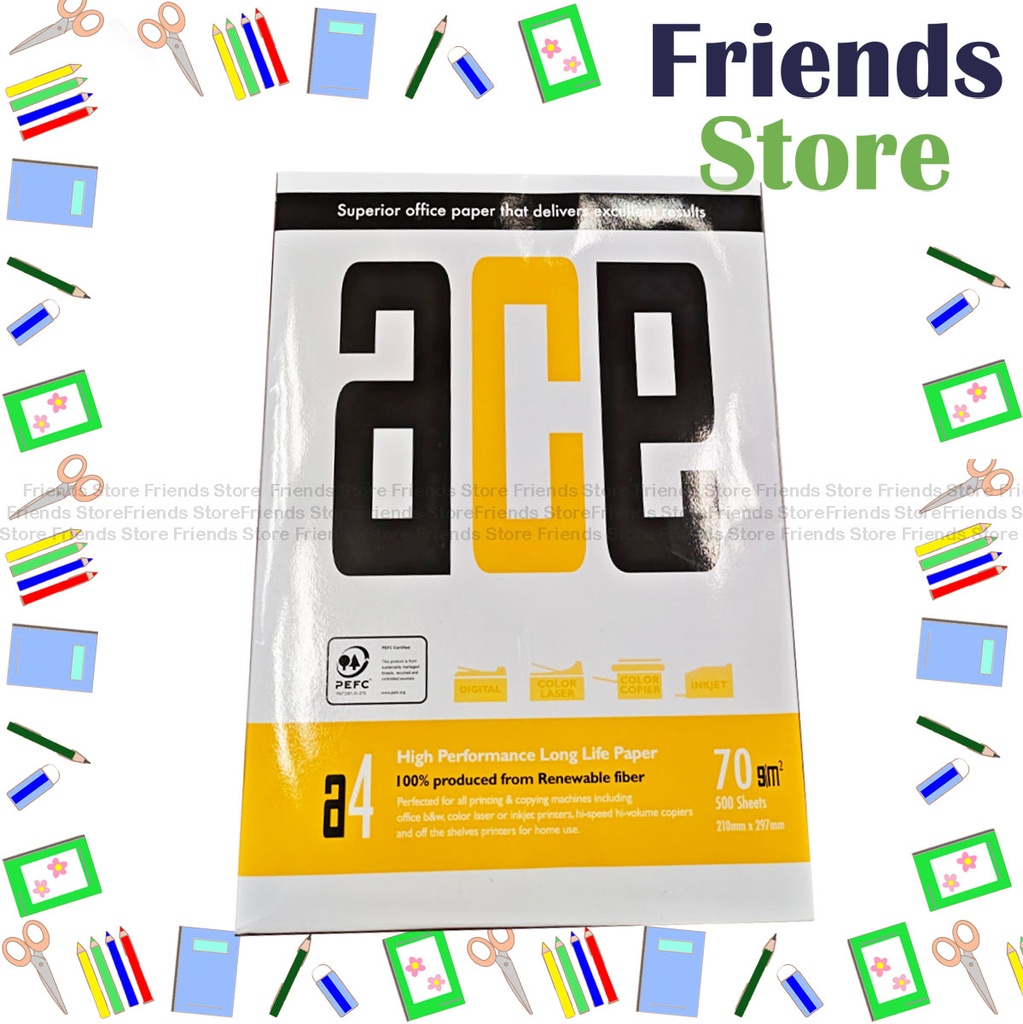[17007] ACE - กระดาษถ่ายเอกสารขนาด A5 น้ำหนัก 70 กรัม แพ็คละ 1000 แผ่น <ในภาพแสดงขนาด A4>