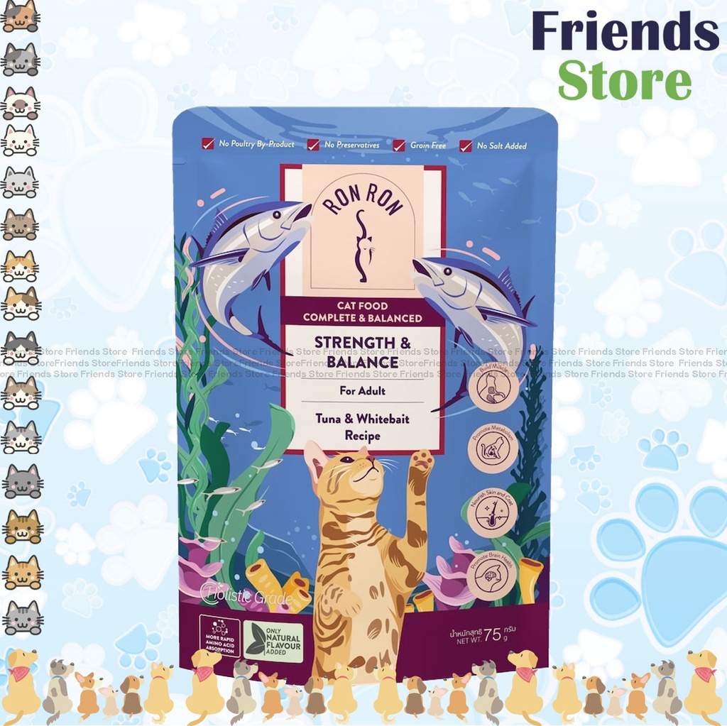 [RON606025] RONRON - Strength&Balance/Tuna and Whitebait Adult Cat Wet Food Formula 75g