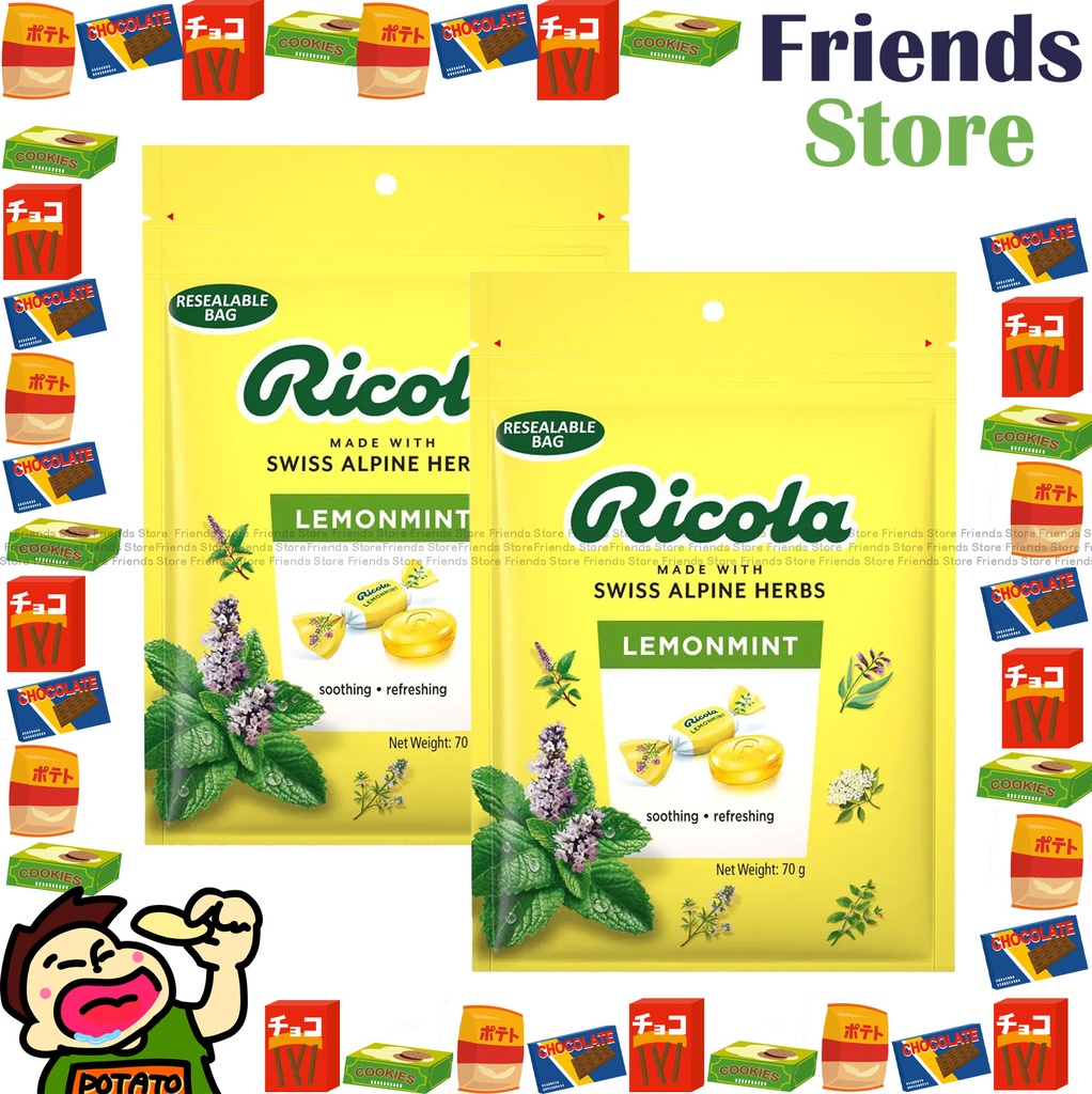 [4im3A] RICOLA - (袋裝) Lemon Mint Flavour Swiss Herb Candy (70g X 2) #Dealer's Good of HK