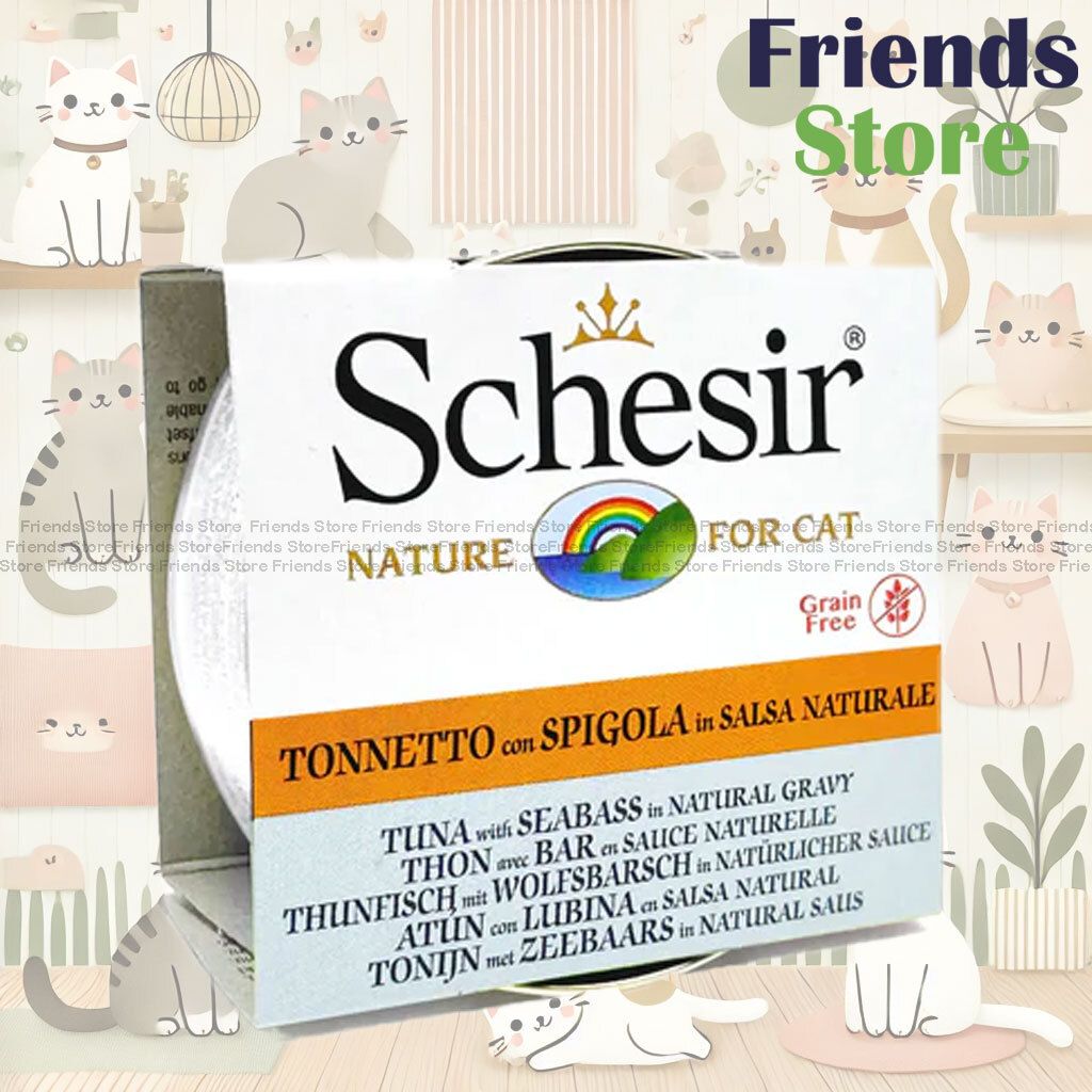 Schesir - Wet Original 肉汁 - 吞拿魚鱸魚貓罐頭 70g