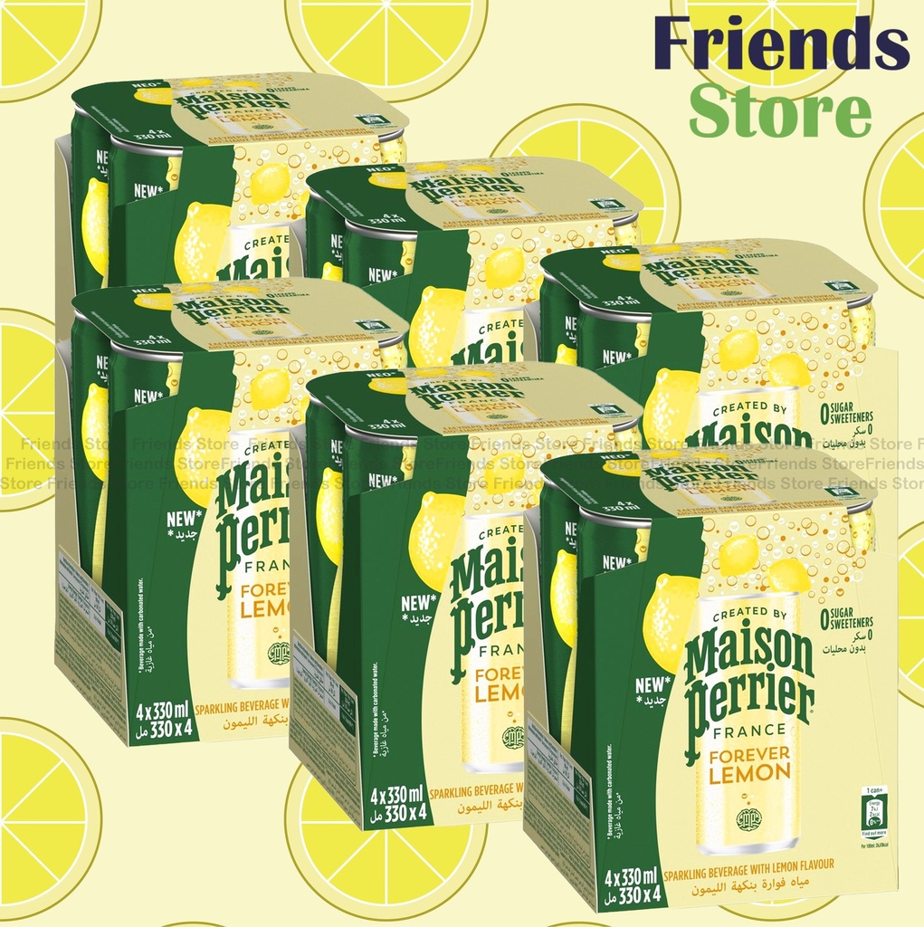 Perrier - [原箱] 罐裝 巴黎純天然有氣礦泉水 (檸檬味) 330毫升 x 24