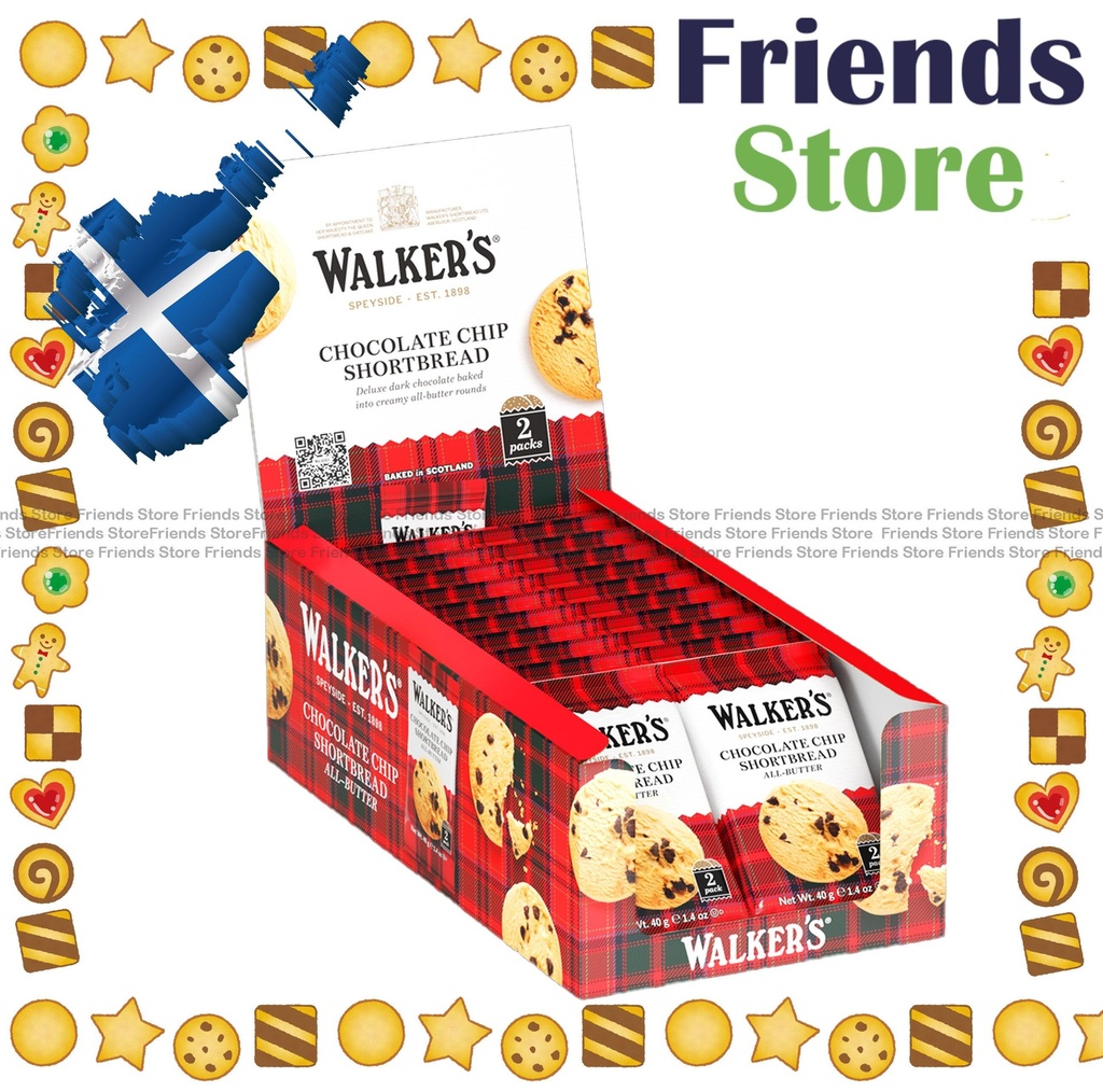 WALKERS - [Box of 20s] Chocolate Chip 2's Shortbread (40g X 20)