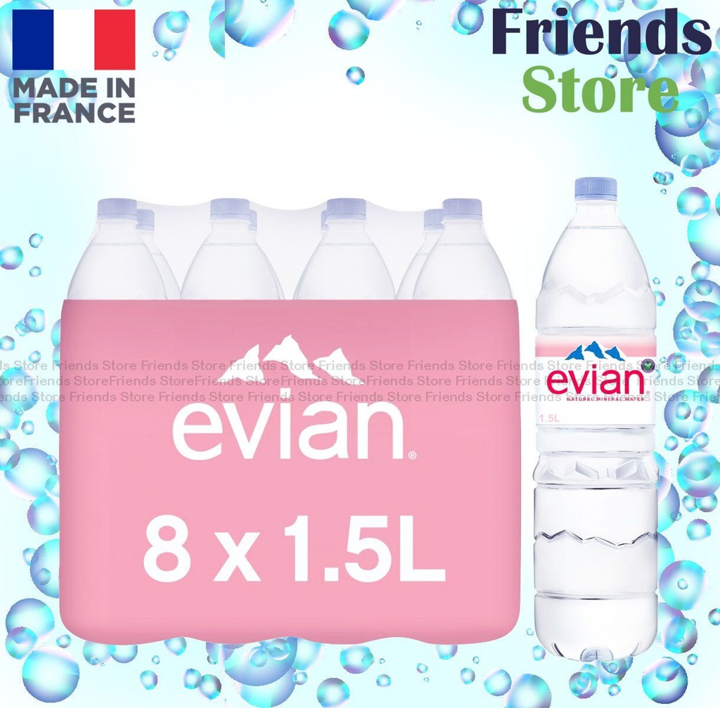 evian - [原箱] 法國天然礦泉水  (1.5升 x 8) [平行進口] *實物為膠膜包裝+圖片紙箱只供參考