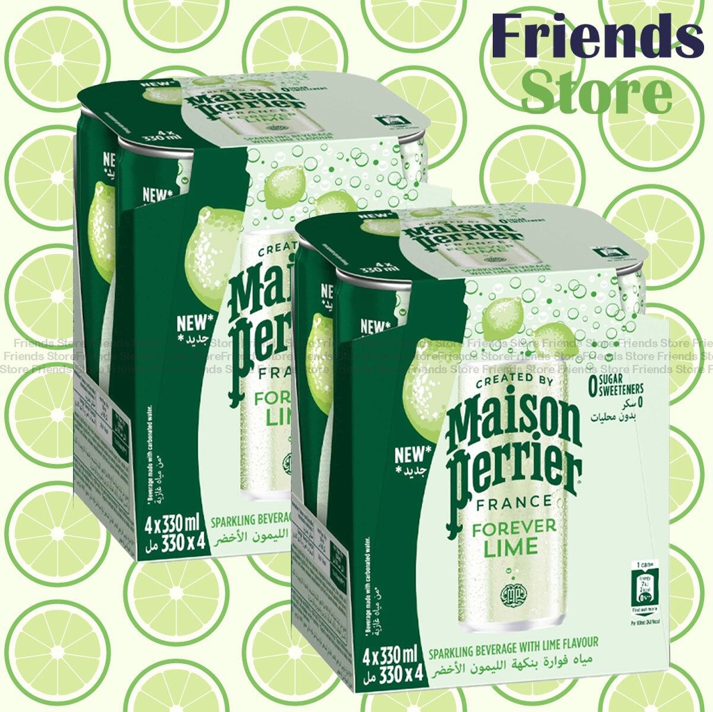 Perrier - Canned Sparkling Mineral Water (Lime Flv.) 330ml X 8