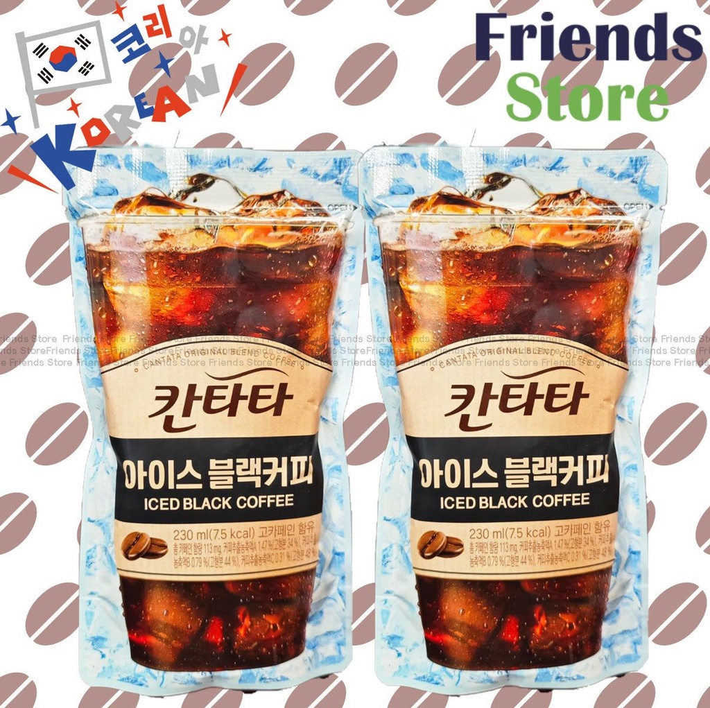 Lotte - Korea Cantata กาแฟดำเย็นบรรจุถุง Cantata[黑咖啡[無甜]] (ไม่มีหลอด) (230ml X 2)