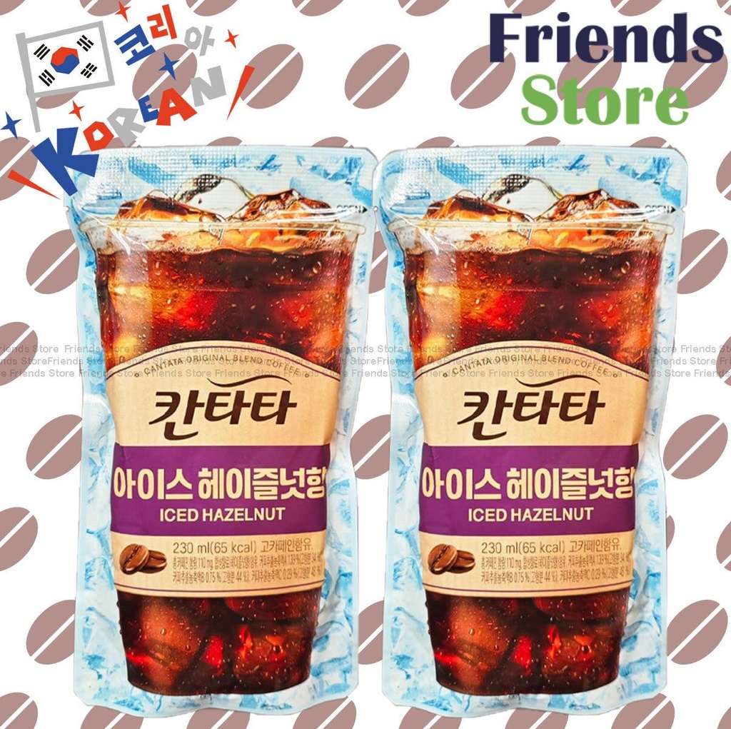 [4AD2B1] กาแฟเย็นรสเฮเซลนัทบรรจุถุง ยี่ห้อ Lotte - Korea Cantata (ไม่มีหลอด) (230 มล. x 2)