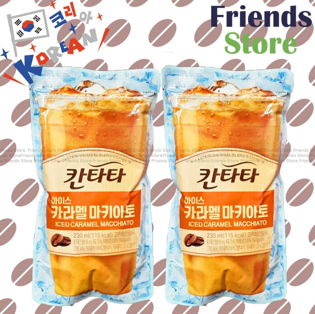 Lotte - Korea Cantata Bag-packed Iced Caramel Macchiato焦糖瑪奇朵 Coffee (No straw) (230ml X 2)