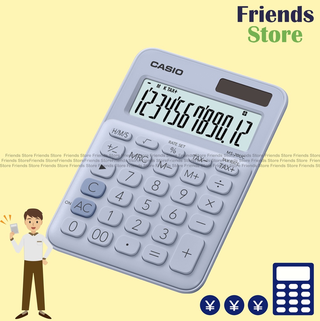 [350234] CASIO - Mini Desk Type Calculator Type MS-20UC-LB (LIGHT BLUE)