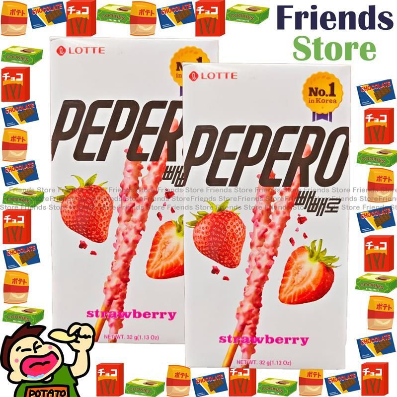 [4007684U8] Lotte - Strawberry Pepero Biscuits Sticks (32g X 2)