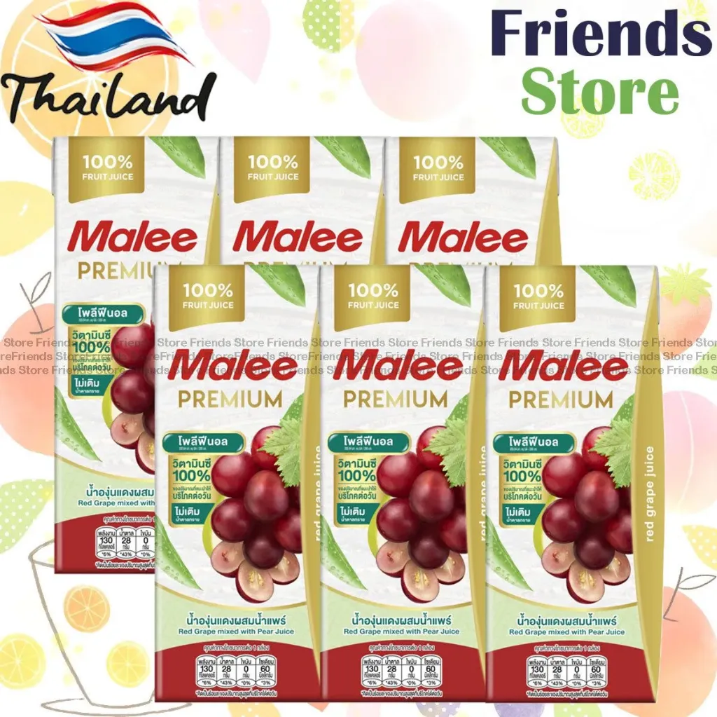 Malee - 100% Red Grape Juice mixed with Pear Juice (200ml X 3 X 2)