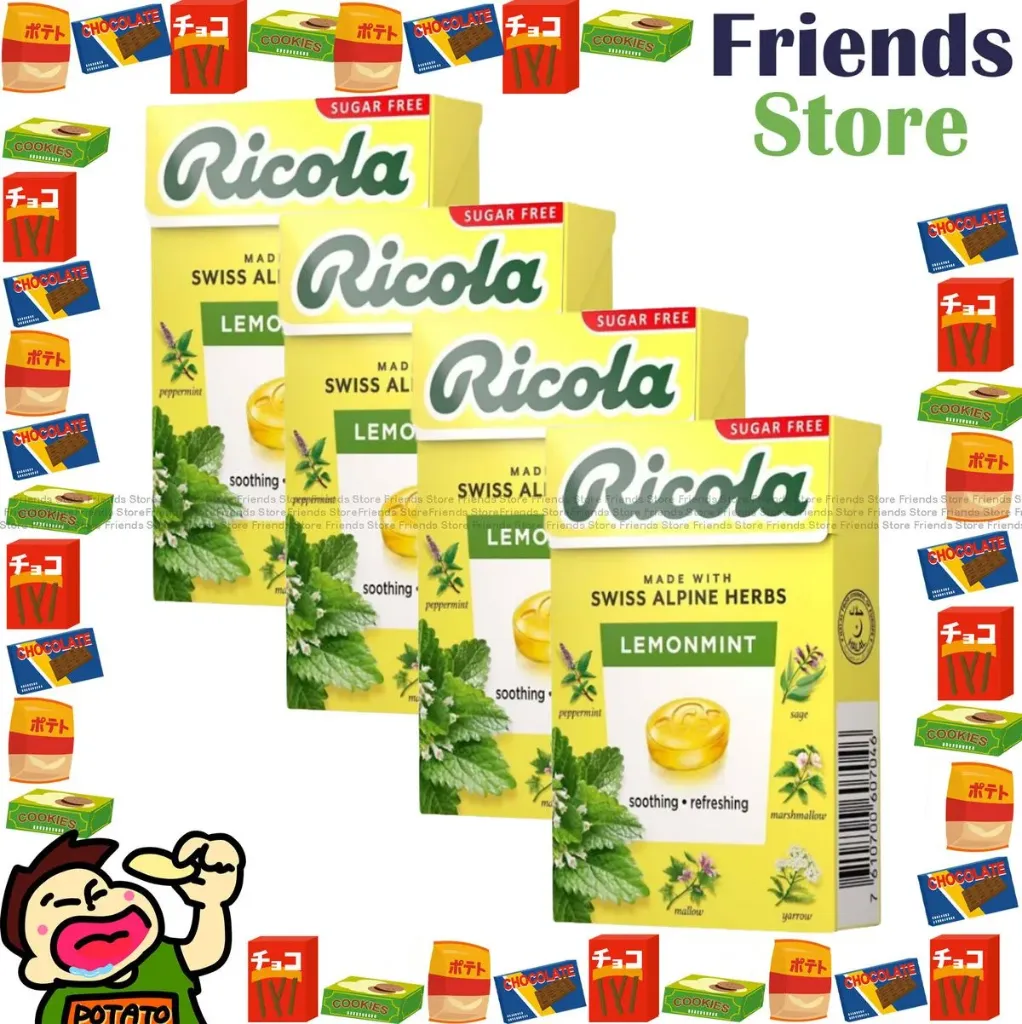 [4im3E] RICOLA - レモンミント ハーブキャンディ 箱入り (40g × 4箱) 香港正規品